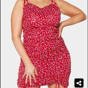 Plus size Prettylittlething red summer dress.